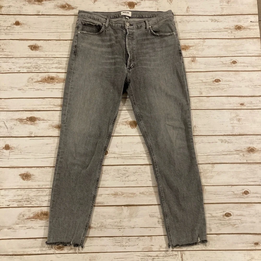 AGOLDE Nico High Rise Slim Risk Gray Wash Jeans Size 33